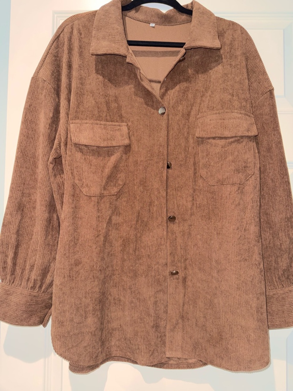Oversized Corduroy Shacket in Light Brown